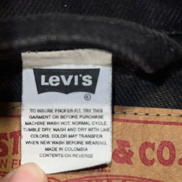 LEVI STRAUSS & CO Black Denim Jacket with Beaded Trim-XL - Picture 10 of 11